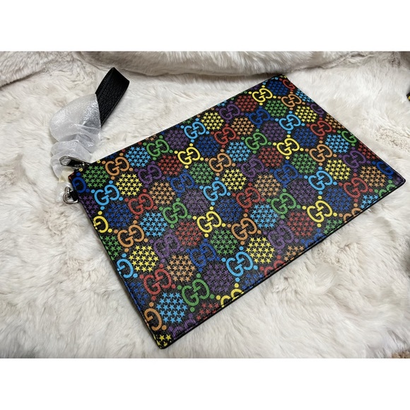 New Gucci GG Supreme Monogram Psychedelic Portfolio Pouch clutch wristle… - Picture 6 of 9